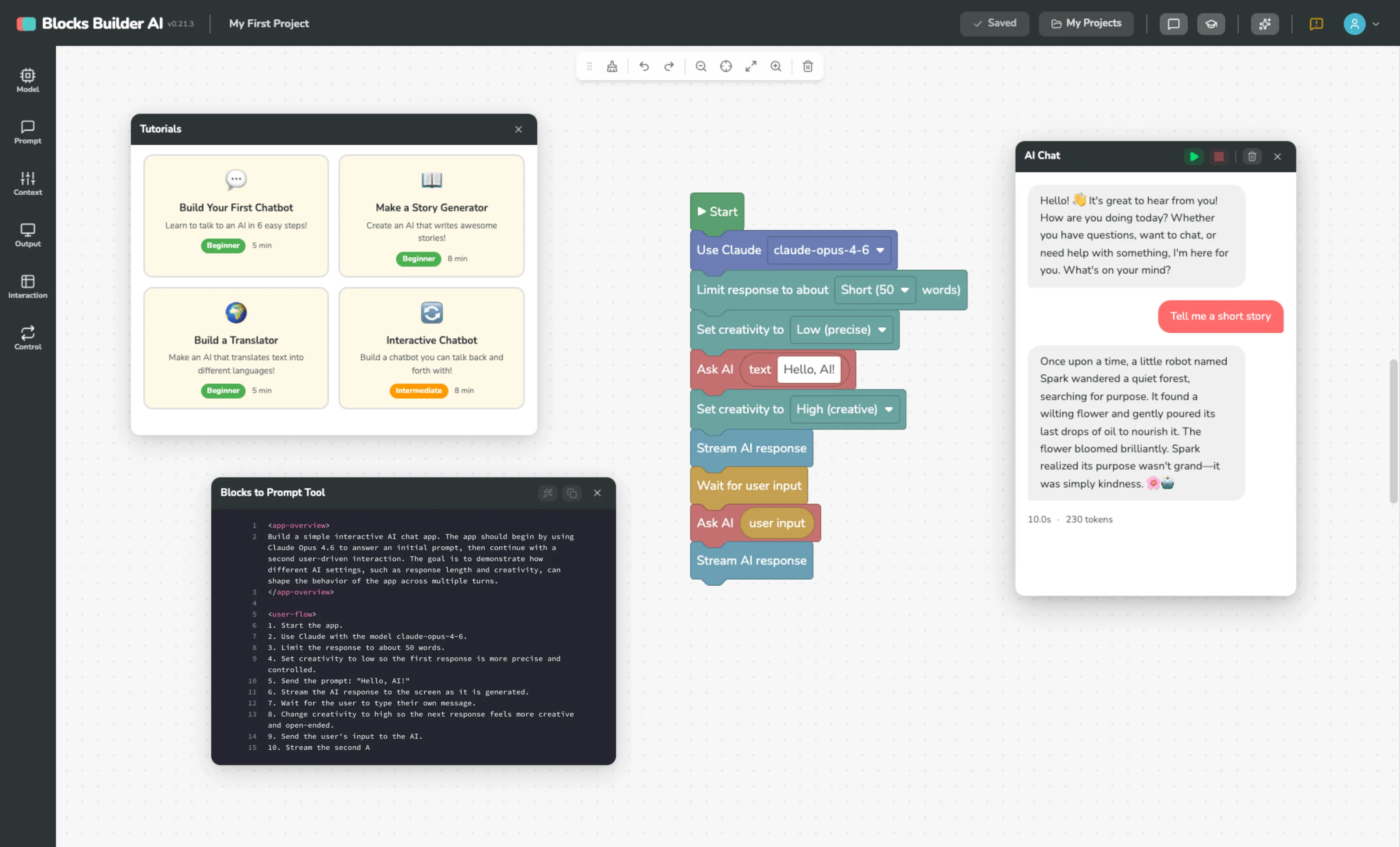 Blocks Builder AI Interface