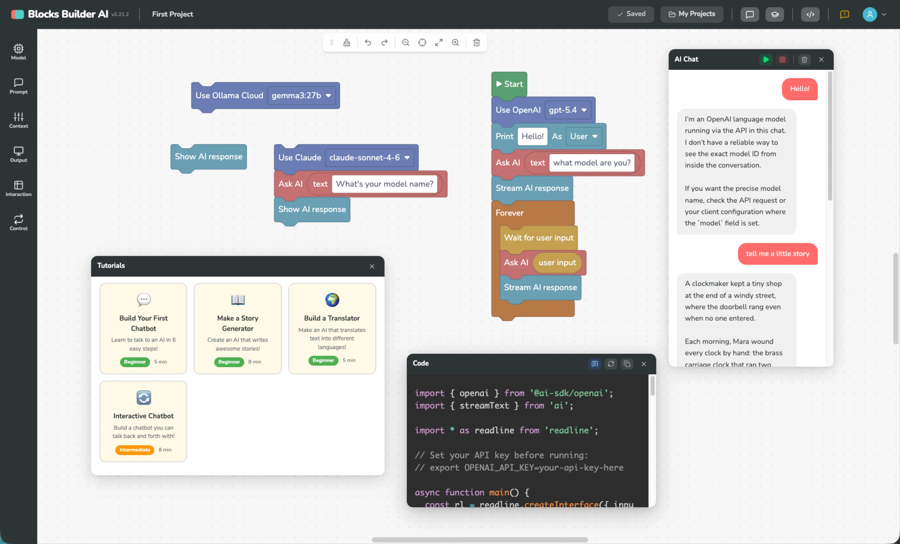 Blocks Builder AI Interface